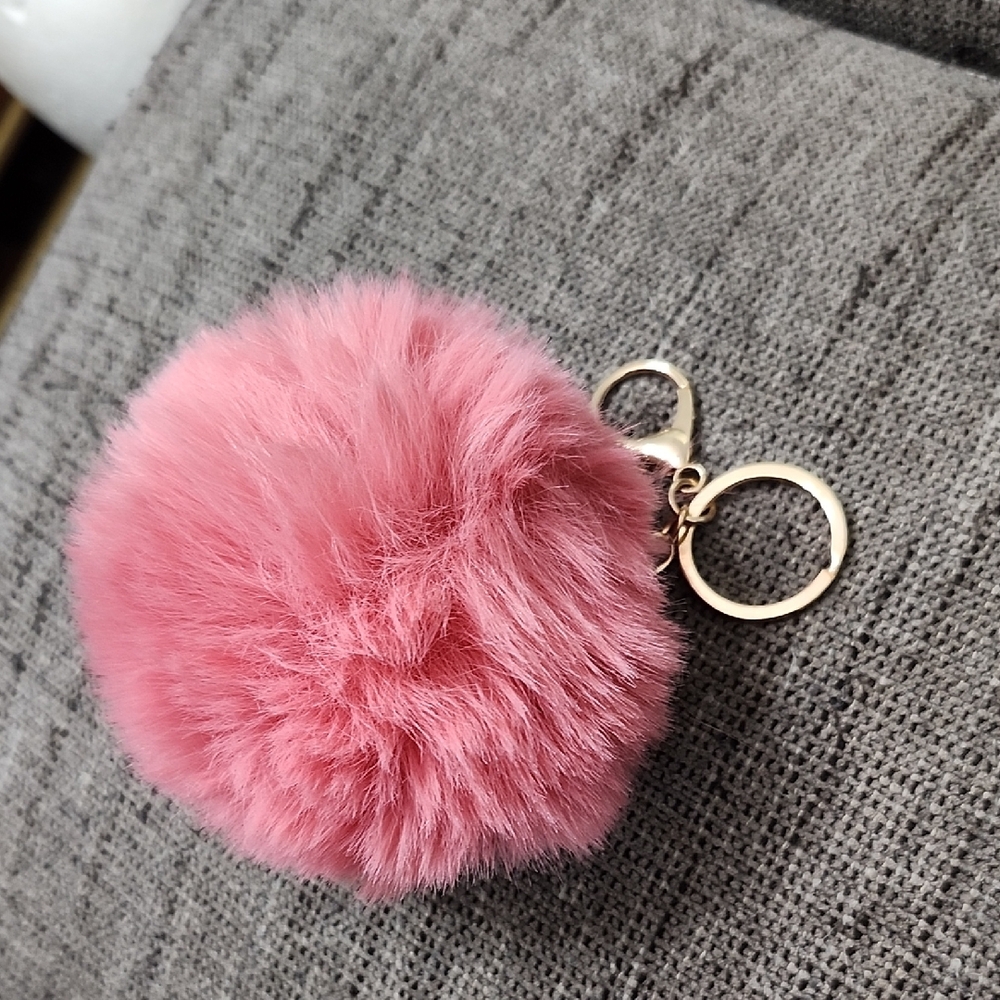 Pink Blush Fluffy Keychain Accessory